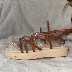 JustFab Tan Strappy Sandals